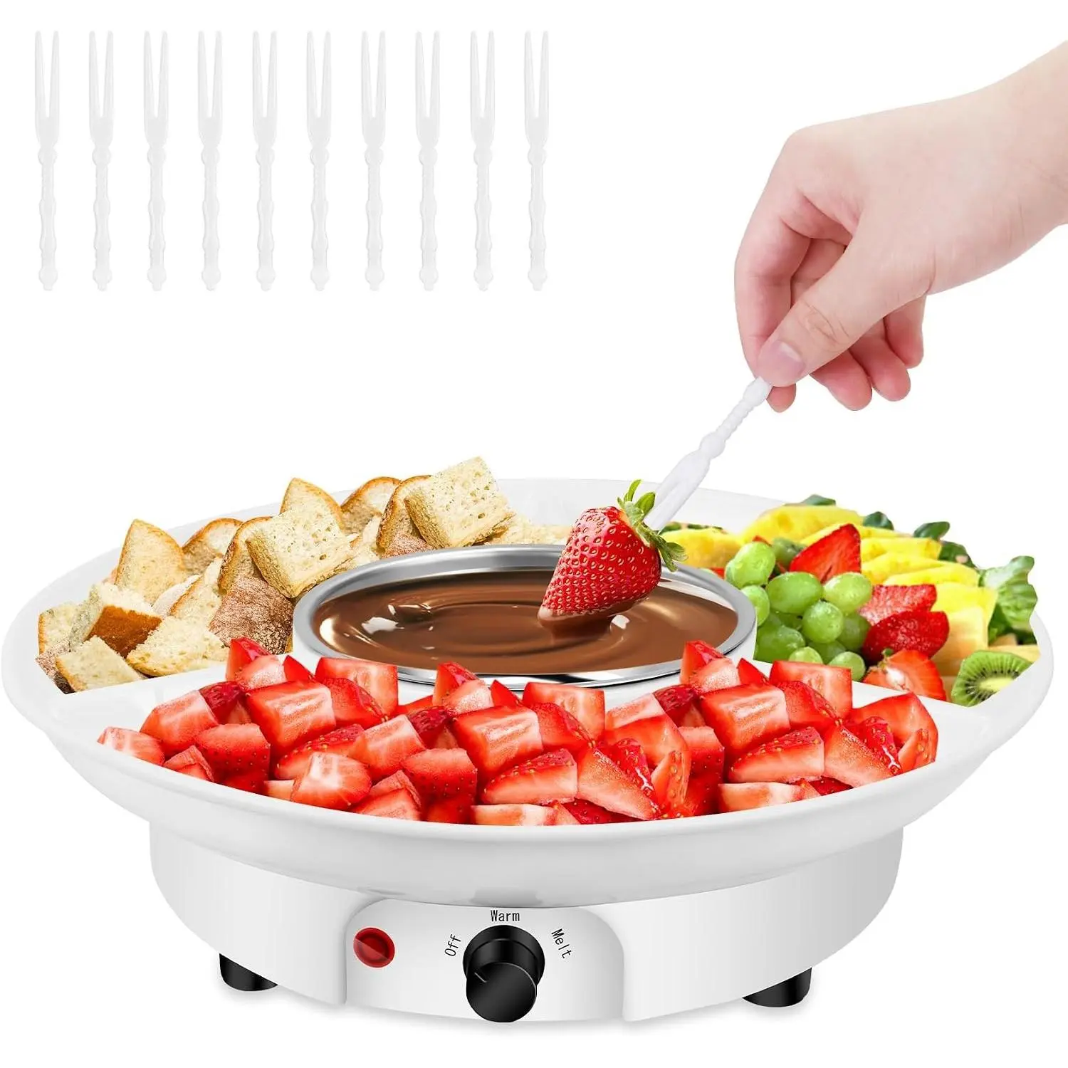8.79oz Mini Electric Chocolate Melting Pot, Melting Fondue Set with 4 Forks, Cute Chocolate Fondue Fountain, Warmer Machine for Milk Chocolate, Cheese, Butter, Candy