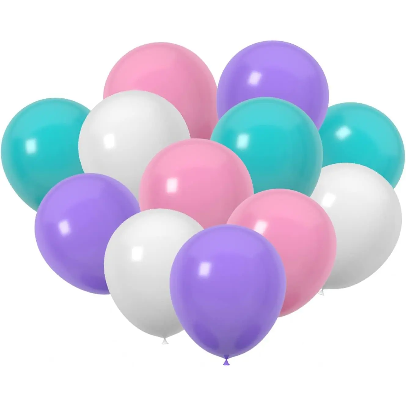 60 count 12-Inch  Teal  White Latex Balloons - Wedding, Birthday,  Shower Decorations, Spring Party Supplies