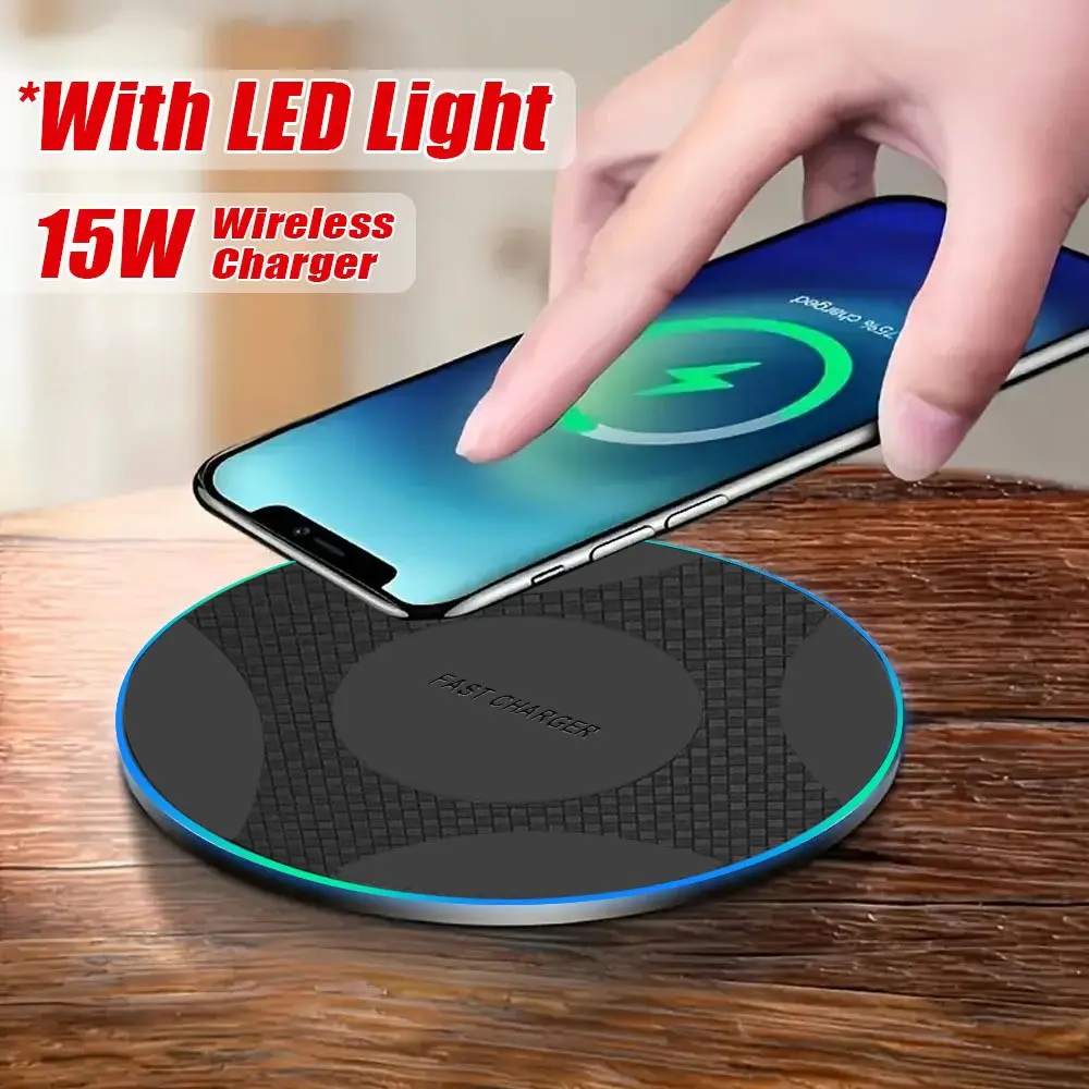Apple Huawei Wireless Charger 15w Desktop Round Qi Fast Charging, Smart Qi Wireless Charging for Apple & Huawei Phones