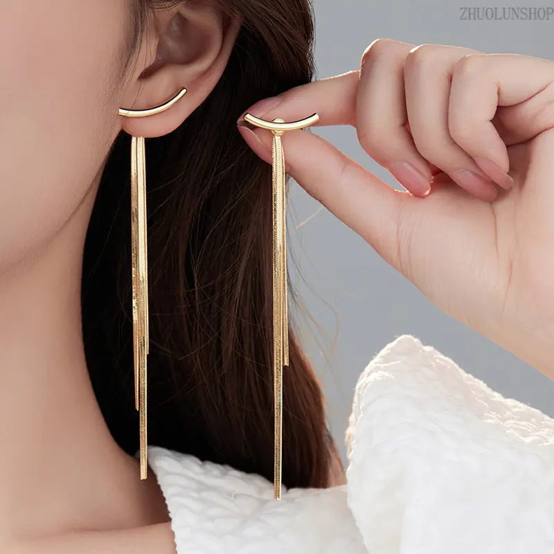 1 Pair Elegant Alloy Tassel Drop Dangle Earrings with Simple Iron Posts, Creative Versatile All-Season Jewelry for Daily & Party Outfits, Romantic Valentine's Day Gift for Women