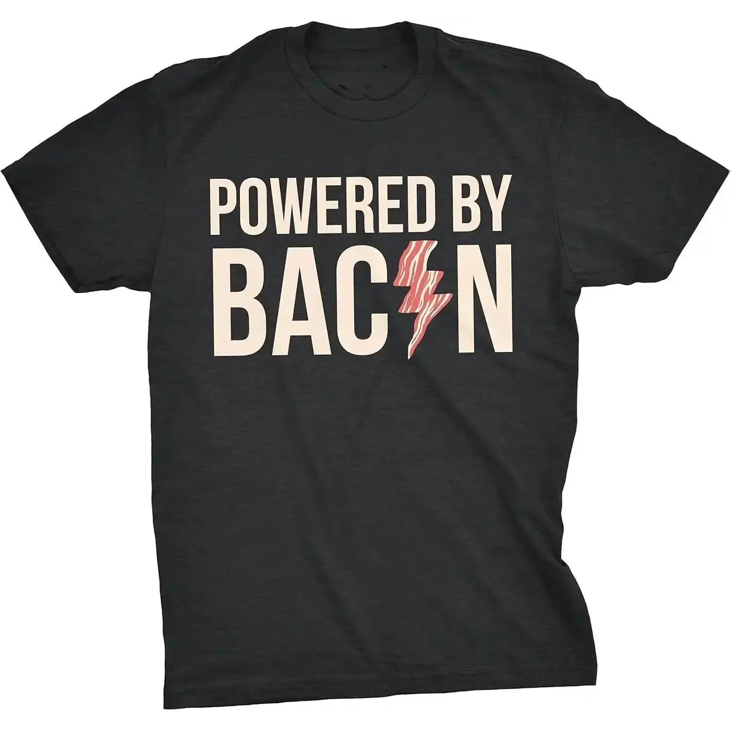 Men's Casual Short-Sleeve Bacon Pattern T-Shirt - Funny Satirical Apparel for Food Enthusiasts, Vibrant Print, Machine Wash, Loose Fit Street Style Top, Ideal Birthday/Holiday Gift