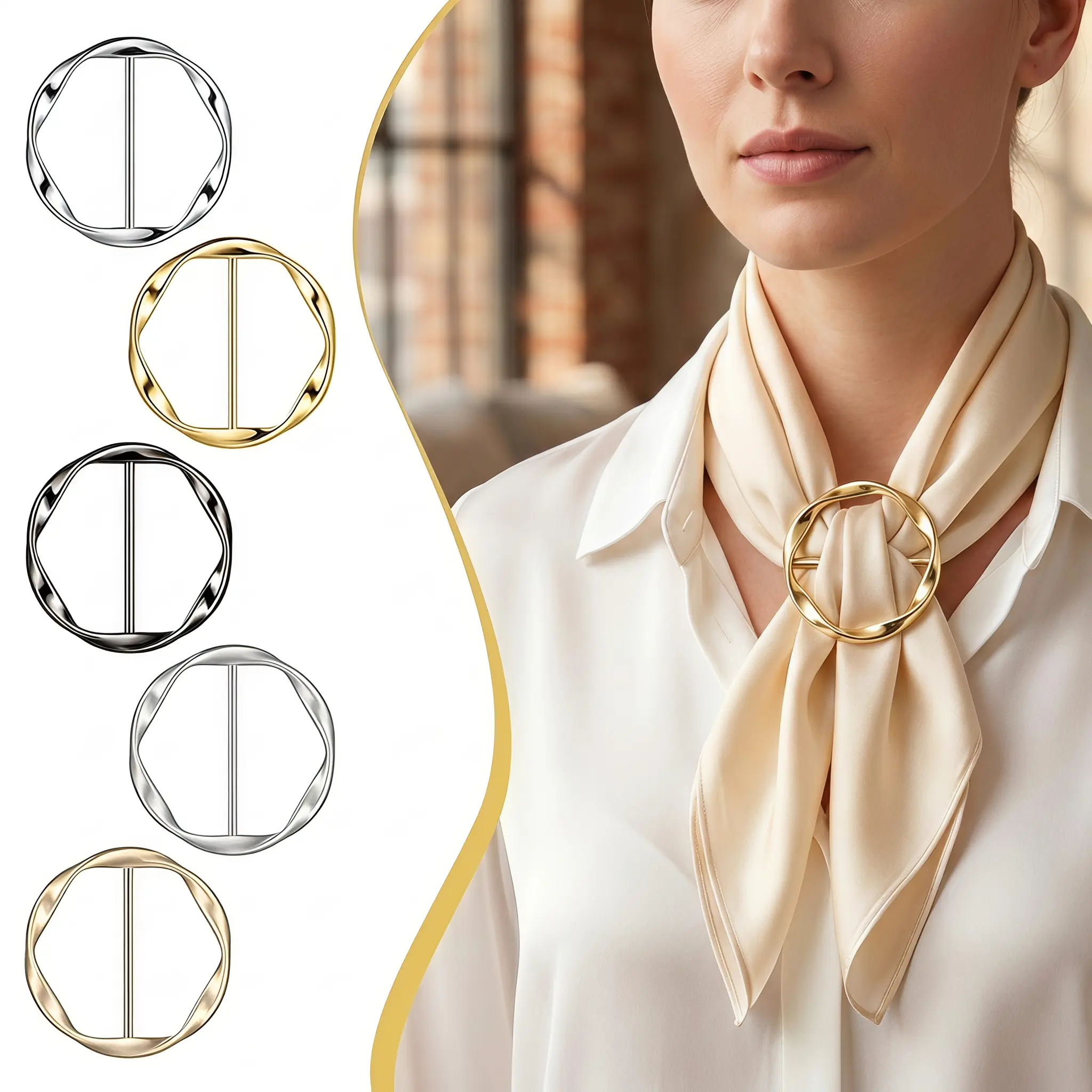 5 pcs Set Multifunctional Metal Scarf & T-Shirt Clips |   Easy Knot and Waist Cinching Accessories, Suitable for Clothing No-Sew Fixing, Corner Knots, Mixed Color Alloy -YY0