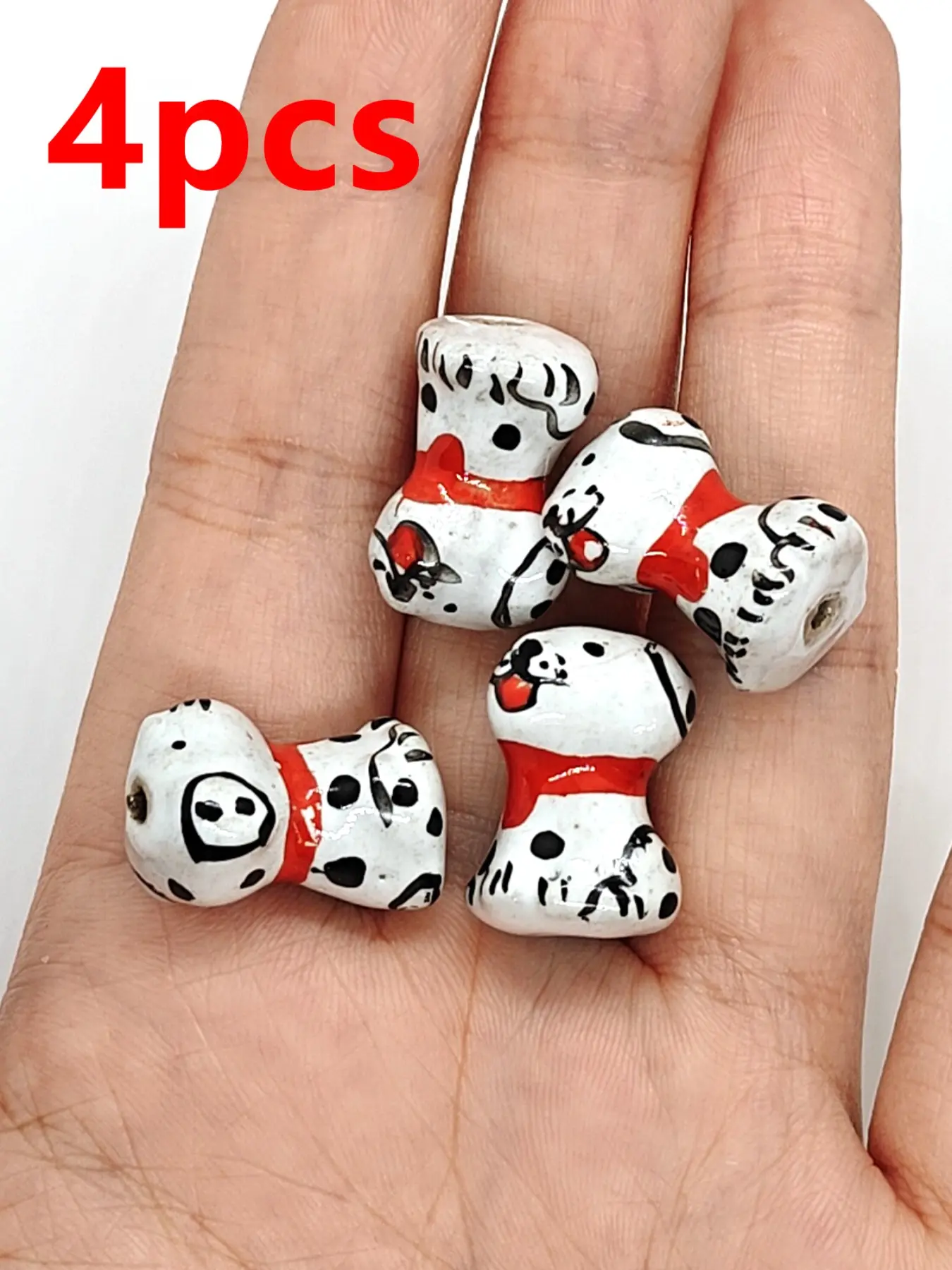 4pcs Polka Dot Dog Scarf Beads, Cute Pet Style DIY Jewelry Making, Handmade Bead Accessories, All Seasons Craft Supplies