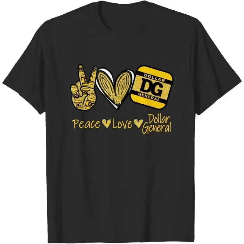Trek Gear Lab  T-Shirt  Cotton Short Sleeve Peace Love Dollar General DG Motivation Inspiration T-Shirt Birthday Gift Small For Men Women.