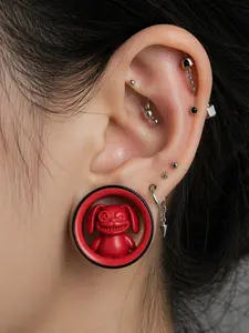 vanku 2pcs Hollow Mandala Floral Ear Tunnels, 316L Stainless Steel, Double Flare Ear Gauges, Stretchers, Body Piercing Jewelry for Women