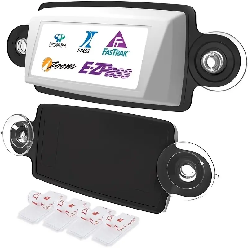 1 Pack EZ Pass Holder, Ipass Holder Toll Pass Windshield Mount Car Accessory| Easy to Install And Remove with 4pcs Toll Pass Mounting Strips, Uv-Protective Automotive