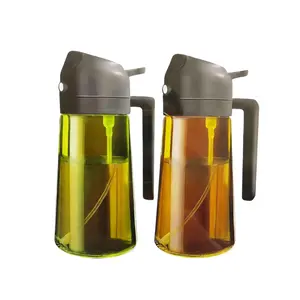 2 Count 16oz/470ml Glass Olive Oil Spray for Cooking, 2 in 1 Oil Dispenser for Kitchen Spray and Pour, Premium Light-Blocking Oil Bottle, Food-Grade Spray Bottle, for Salad, Air Fryer