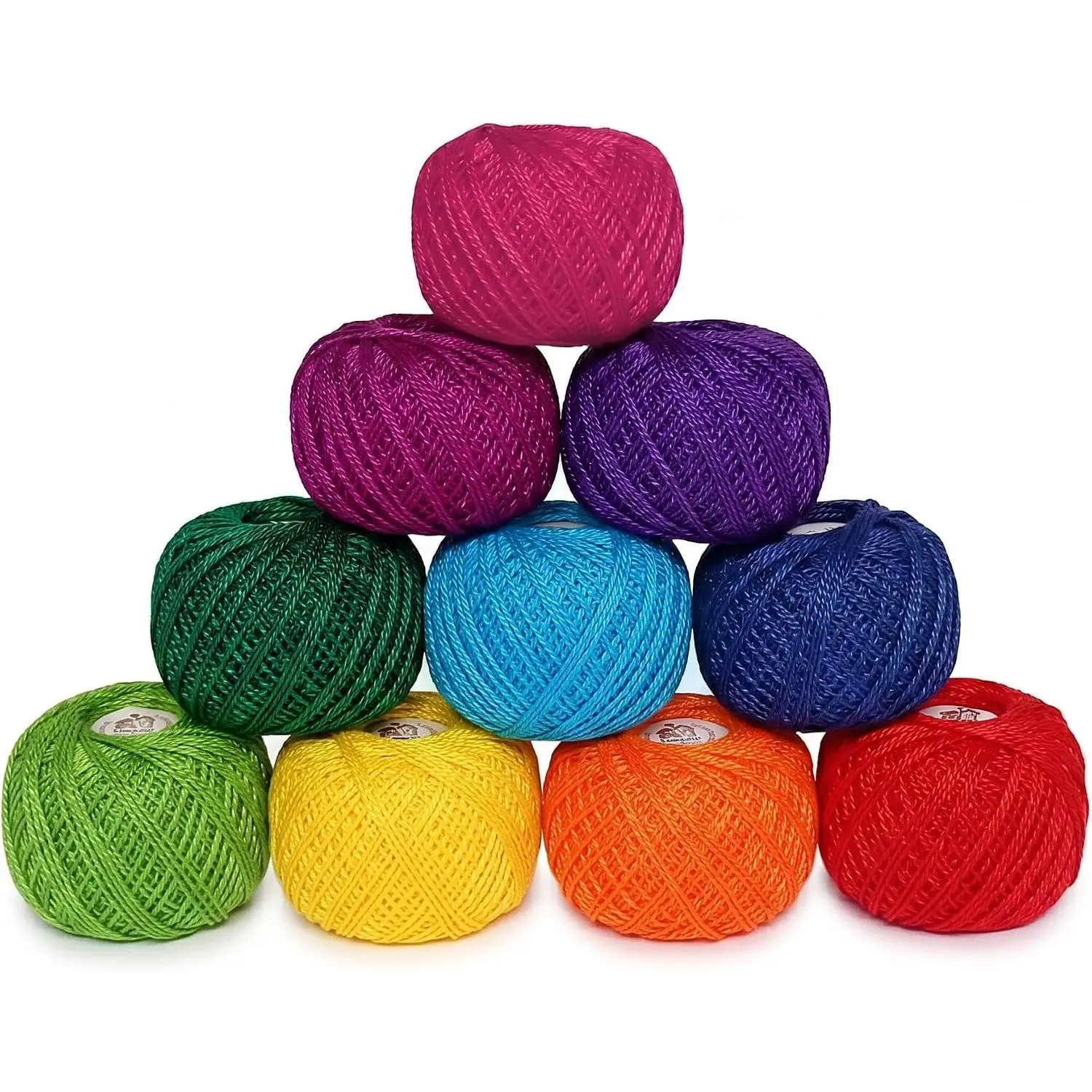 Crochet Thread  Yarn Balls | Size 8 | 10 Balls | 10 Grams Each Ball |  100 Grams of   Thread for Crocheting,  , Needlepoint Hand Embroidery ( Rainbow)