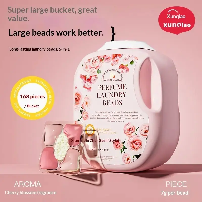 5 in 1 Luxury Scent Laundry Pods, 72H Long Fragrance, Odor Eliminating Fabric Softener, Concentrated Laundry Capsules Bulk Family Pack  Multi-Effect Laundry Capsules Leaves Clothes Rose Fragrance Remove Oil, Milk, Juice Stains Softens Fabrics