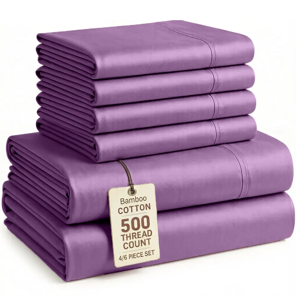 6-Piece Cooling Bed Sheets Set - Rayon From Bamboo & Polyester, Breathable, Soft, Wrinkle-Free Bedding With Deep Pockets Up To 14", Ideal For Hot Sleepers, Summer & Kid's Room Decor
