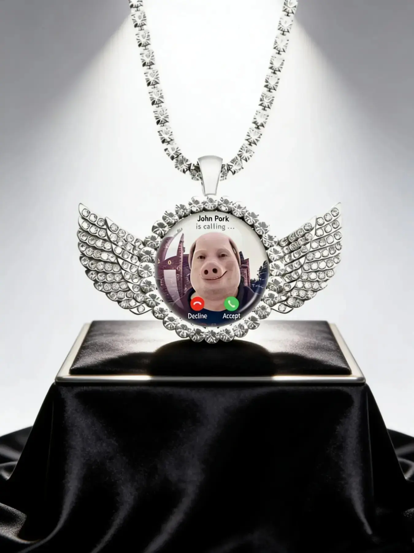 1PCJohn Pork Calling Necklace, Funny Pig Theme Meme Pendant, Trendy Chain Jewelry Gift for Pig Lovers, Dainty Fashion Jewelry, Wearable Jewelry, Trendy Chain Jewelry for Pig Lovers, Fashionable Chain Decorated, Elegant Alloy Accessory