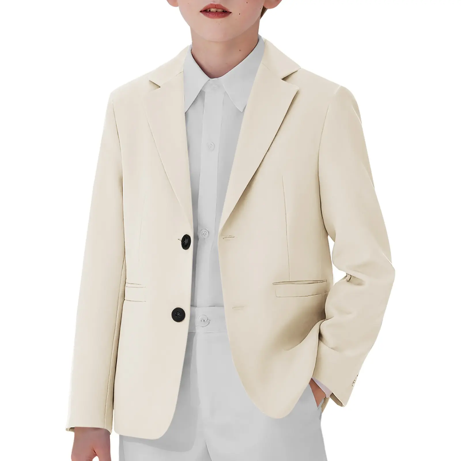 Haloumoning Boys Blazer Kids Casual Two Button Sport Coats Suit Jacket with Pockets 5-14 Years