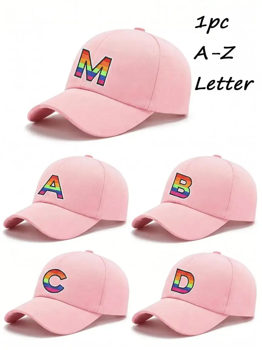 Spring & Summer New Rainbow Gradient A Embroidered Baseball Cap, European And American Street Trend Fashion Accessory, Casual Sunshade Peaked Cap For Women's Outdoor Camping And Picnics