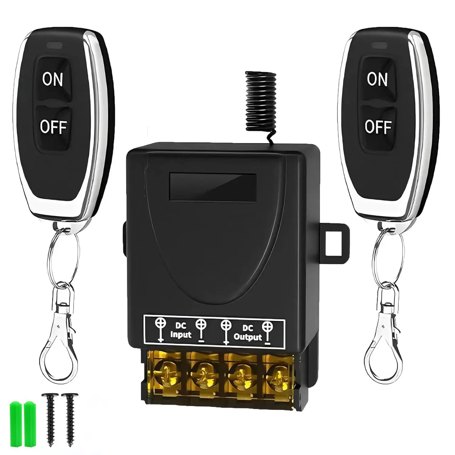 12V Wireless RF Relay Switch Kit with Remote Control - 30A Capacity, 12V-72V Low Voltage DC, 328ft Long-Range for Baby & Maternity Space Garage Doors, Lights
