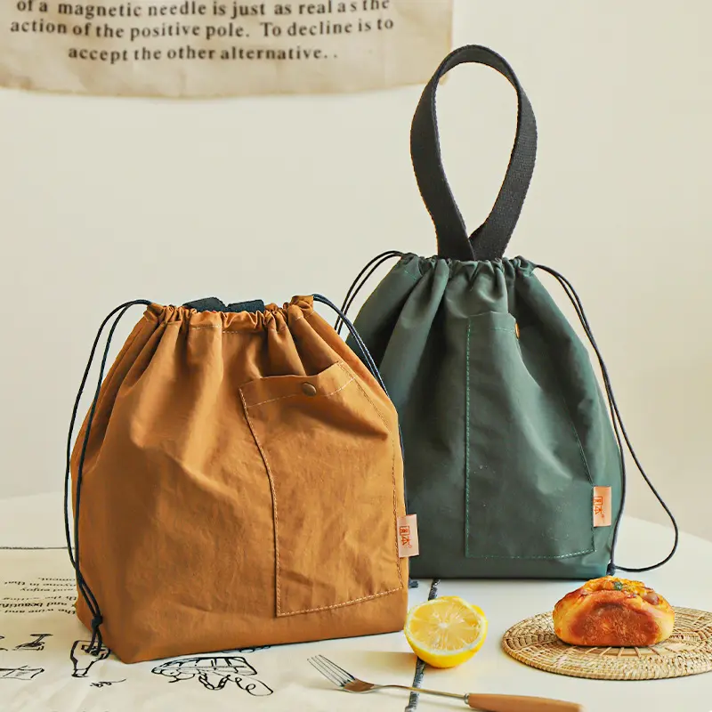 Stylish Portable Nylon Insulated Thermal Lunch Tote - Waterproof, Spacious Compartment, Fits Lunch Boxes & Drink Cups, Reusable Cooler for Work, School