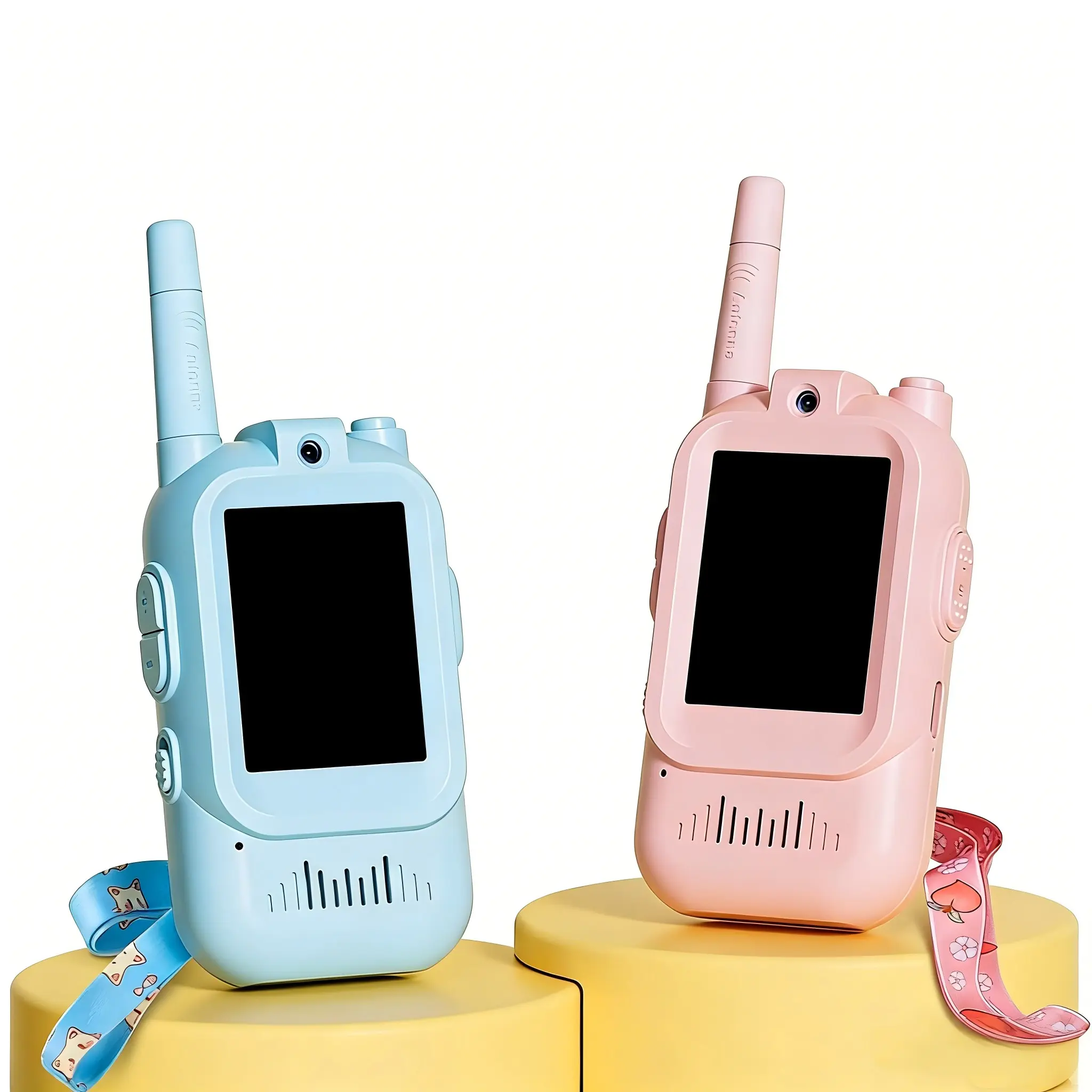 Children's Video Walkie-Talkies with Camera, Two-Way Real-Time HD Screen Walkie-Talkie Toys, Long-Range Smart Walkie-Talkie Set, Ideal for Outdoor Adventures, Camping, and Hiking, Great for Birthday Gifts, (Pink/Blue)
