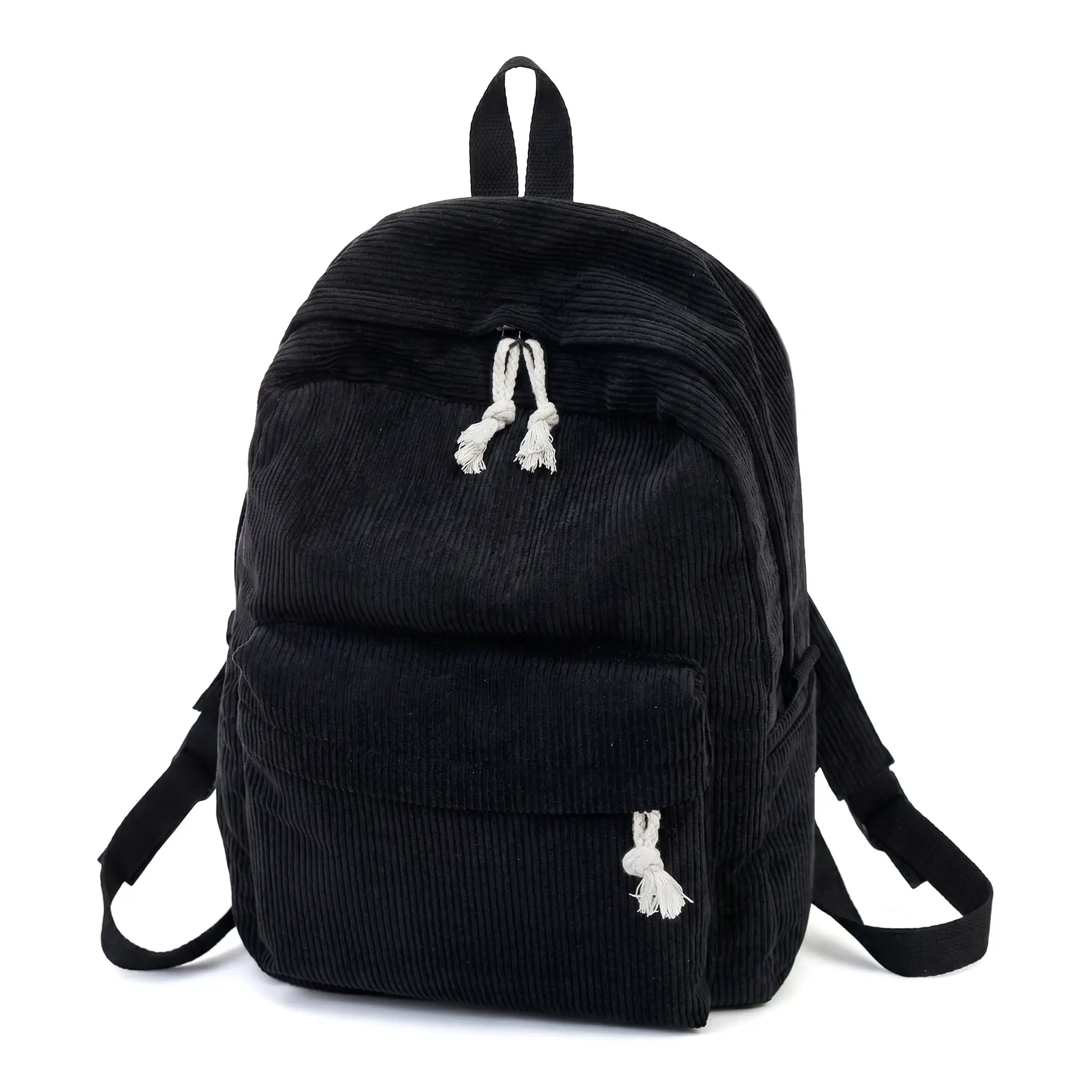 Casual Corduroy Backpack for Women, a Vintage Plain Rucksack with Kawaii Plush Fleece, Spacious Unisex Zip Daypack for School & Travel, Cute Backpacks For School, Cozy, Campus Life, School Backpacks tiktokshopbacktoschool