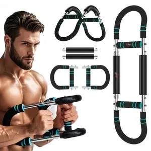 Adjustable Arm Trainer, 60-100 Lbs Chest and Arm Workout Tool, Compact Twist Arm Enhancer, Portable Electric Rod with Snap Closure