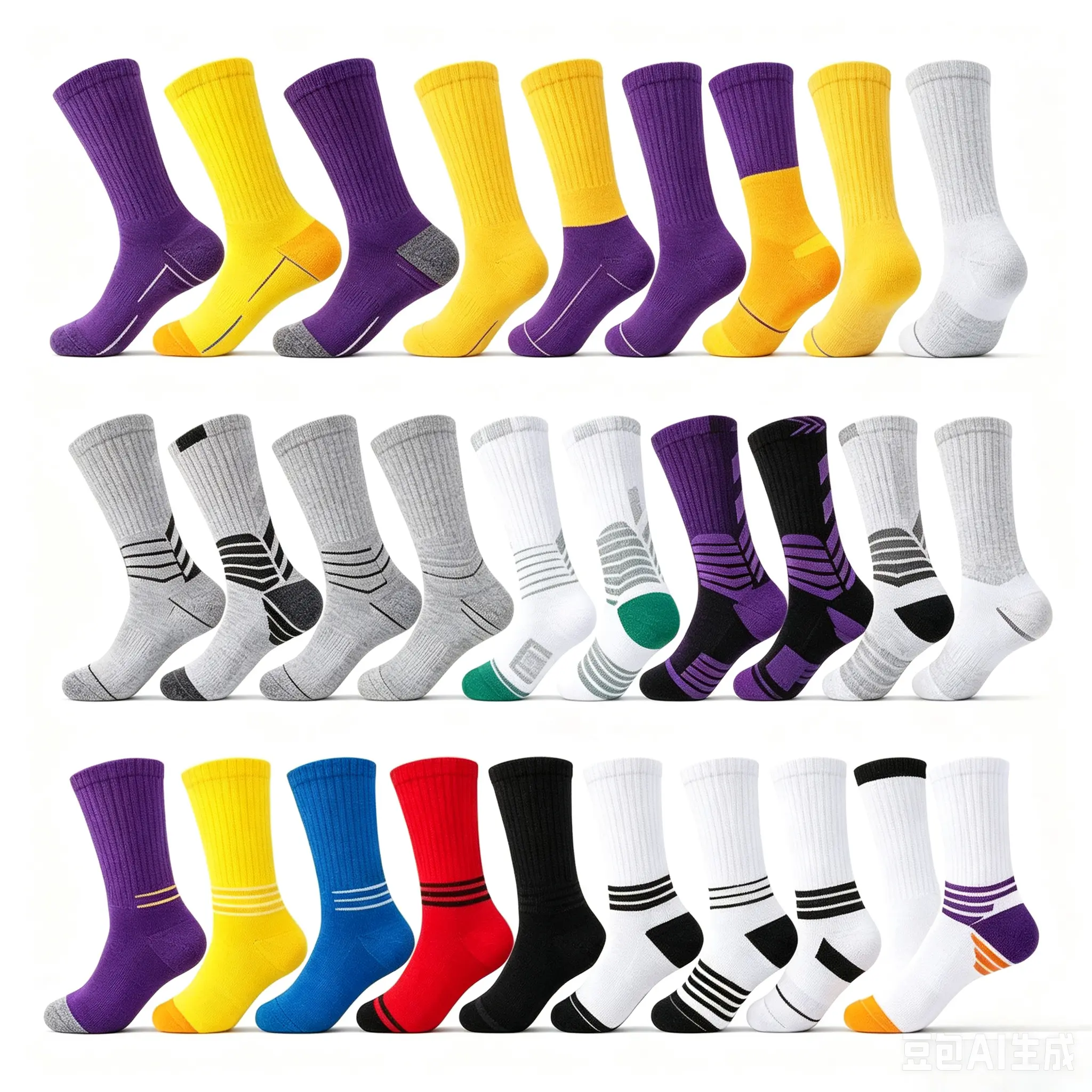 Women's High-Quality Medium-Long Striped Athletic Socks - 1/3/9 Pairs Breathable Non-Slip Socks for Basketball, Outdoor Sports, Socks For Women