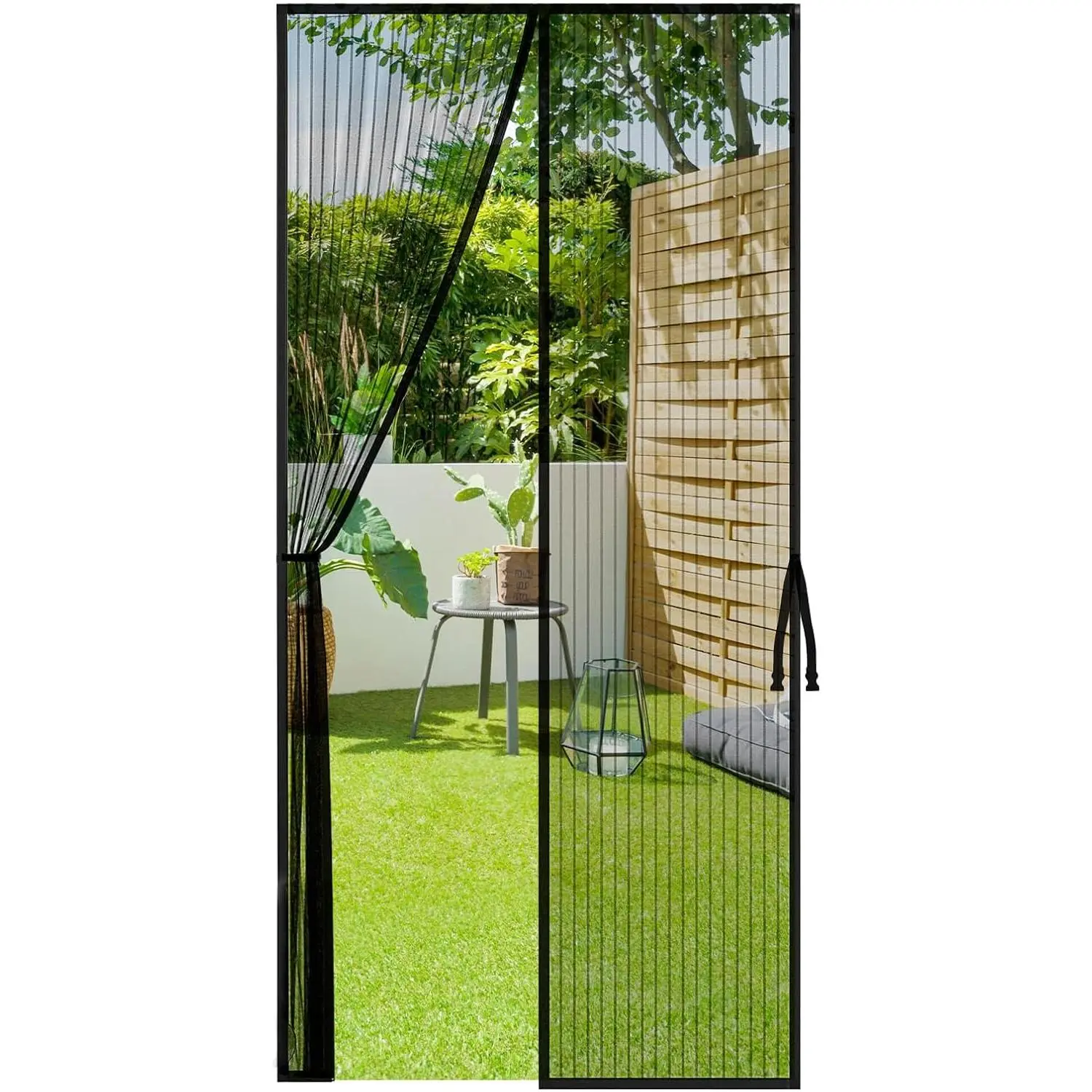 Screen Door,Screen Itself Size:38x83 Inch,Black | Fit for Door Size:36x82 Inch, ,Full Frame Magic Tape