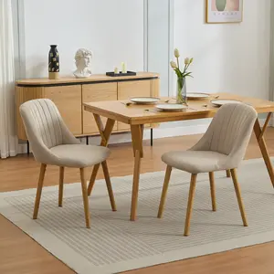 Dining Chairs Set of 2, Modern Upholstered Kitchen Chairs with Ergonomic Back Support, 19'' Upholstered Accent Chair with High Back and Wooden Legs, Leisure Chair for Dining Table, Living Room, Kitchen