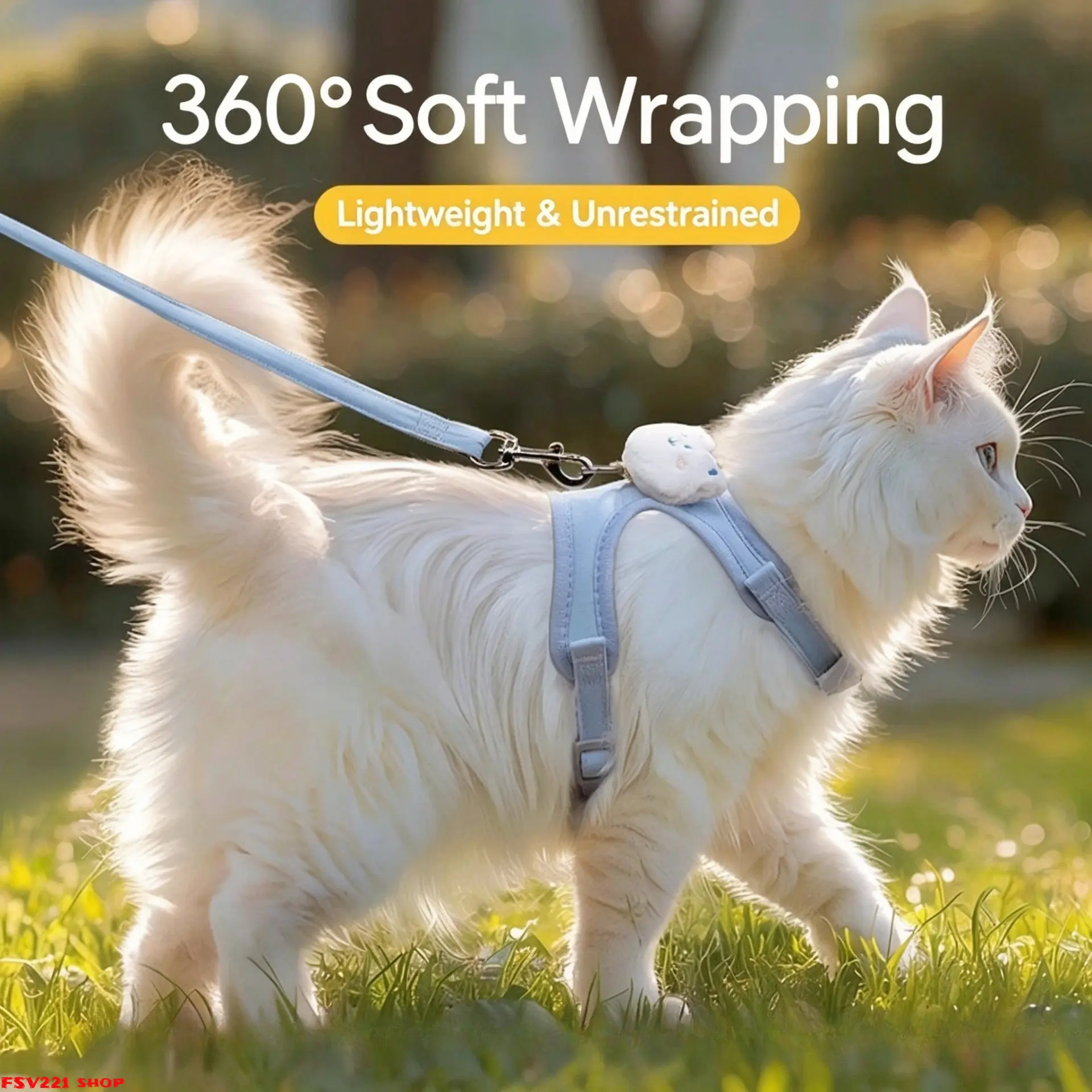 Cat traction rope anti-break free go out special cat rope kitten cat walking cat artifact pet anti-lost chest strap chain campingessentials