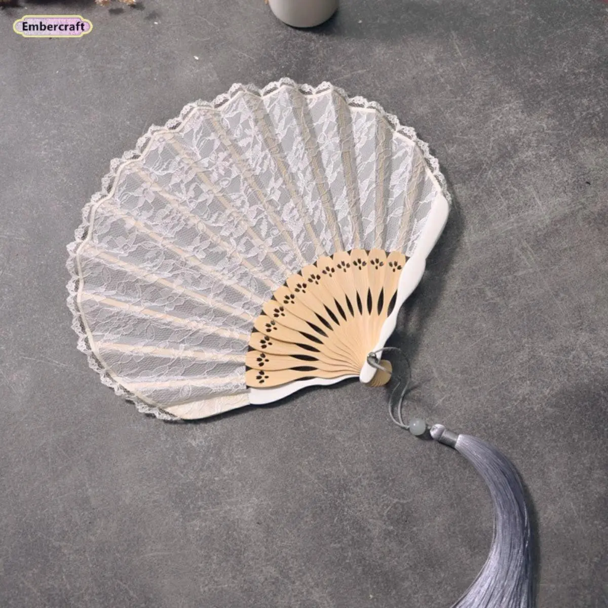 Women's Vintage Black Lace Folding Hand Fan - Lightweight Bamboo Construction, Plastic Accents, Tassel, Summer Cooling, Wedding Accent, Room Decor, Decoration, Hand Fans, Lace Fan