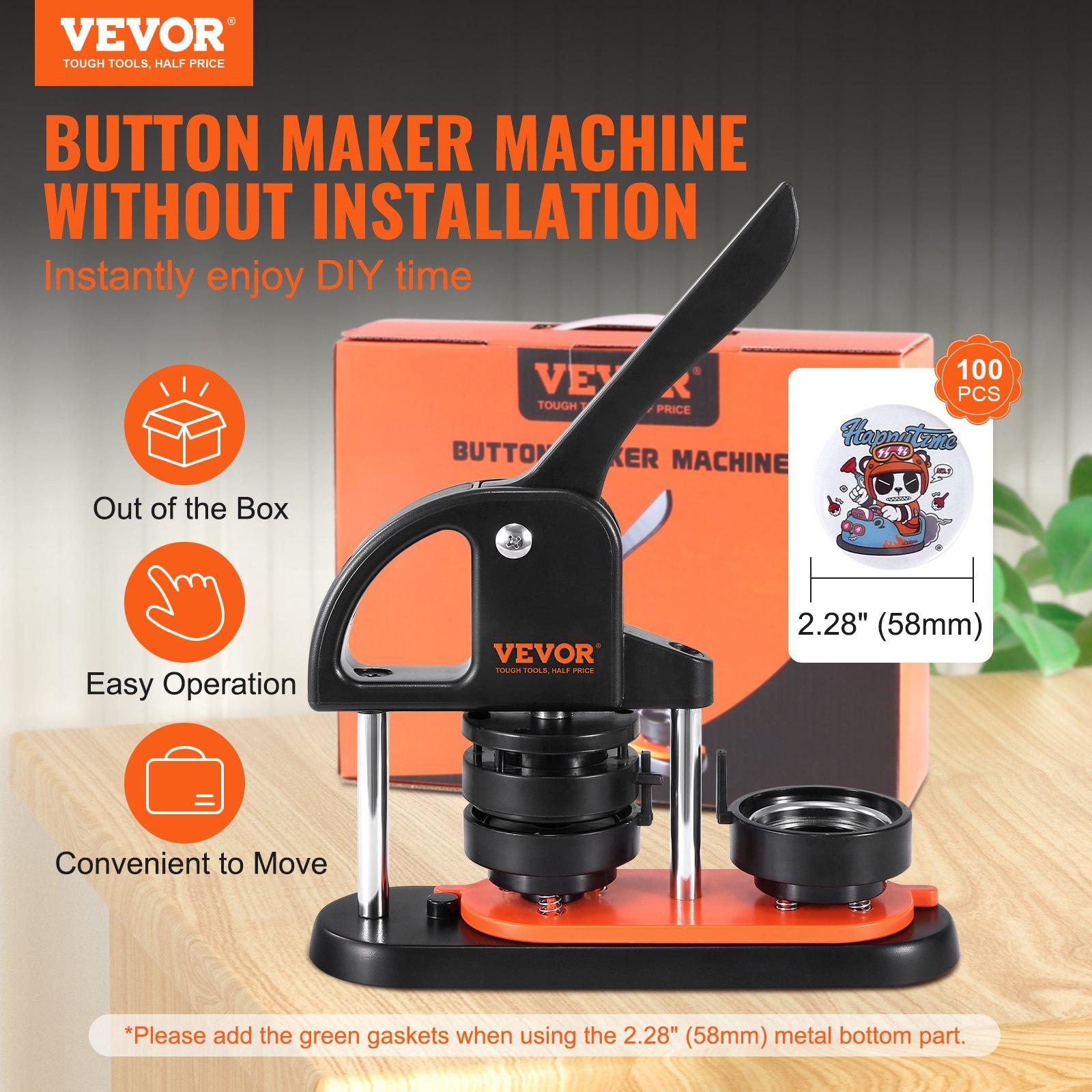 VEVOR Button Maker Machine, 2.28 inch/58mm Pin Maker with 100pcs Button Parts, Ergonomic Arc Handle Punch Press Kit, Button Maker with Panda Magic Book, For Children DIY Gifts and Christmas VEVOR Button Maker Machine, 2.28 inch/58mm Pin Maker with 100pcs Button Parts, Ergonomic Arc Handle Punch Press Kit, Button Maker with Panda Magic Book, For Children DIY Gifts and Christmas