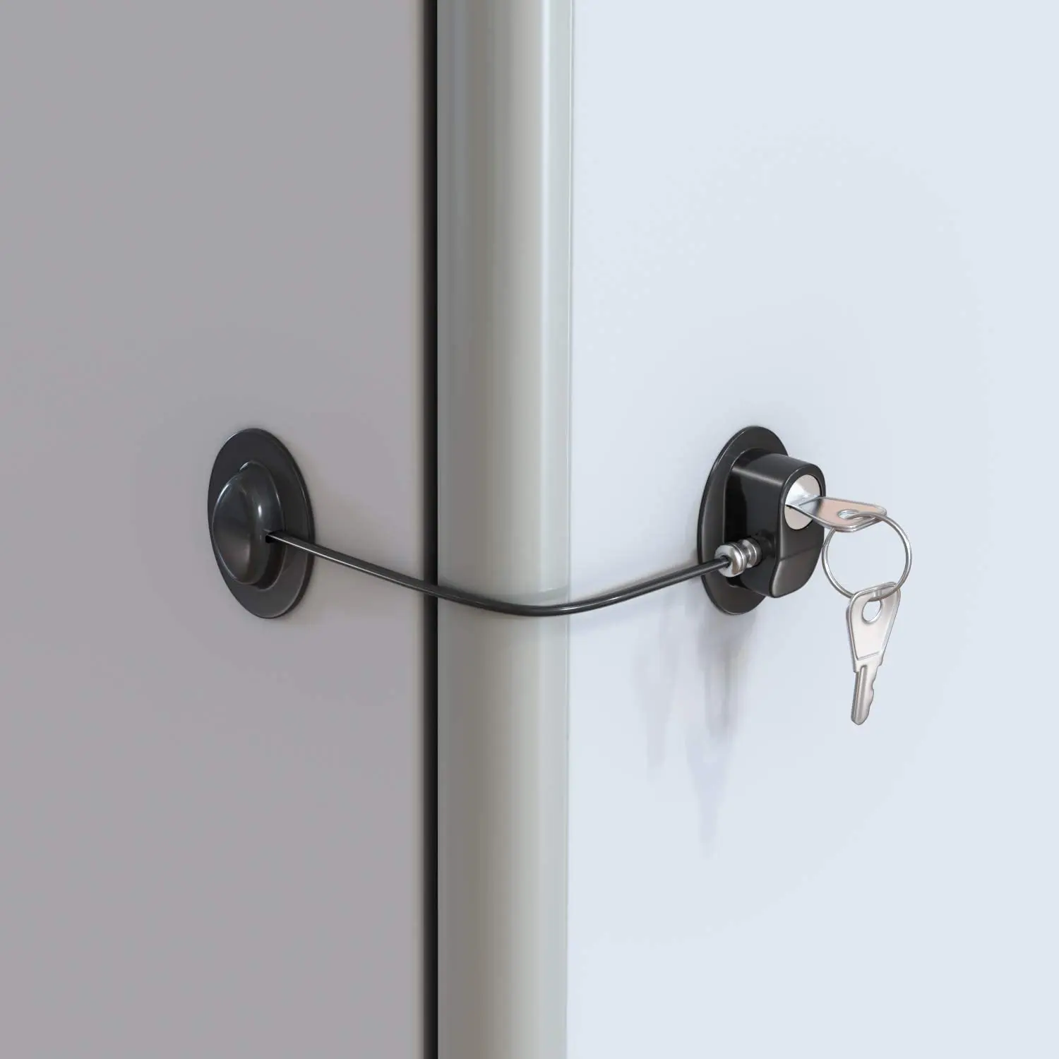 Black Self-Adhesive Cabinet Lock with Keys, Safety Childproof Latch, Mini Refrigerator, Freezer & Drawer Lock, Toddler Proof Security Lock for Cabinet Doors and Drawers