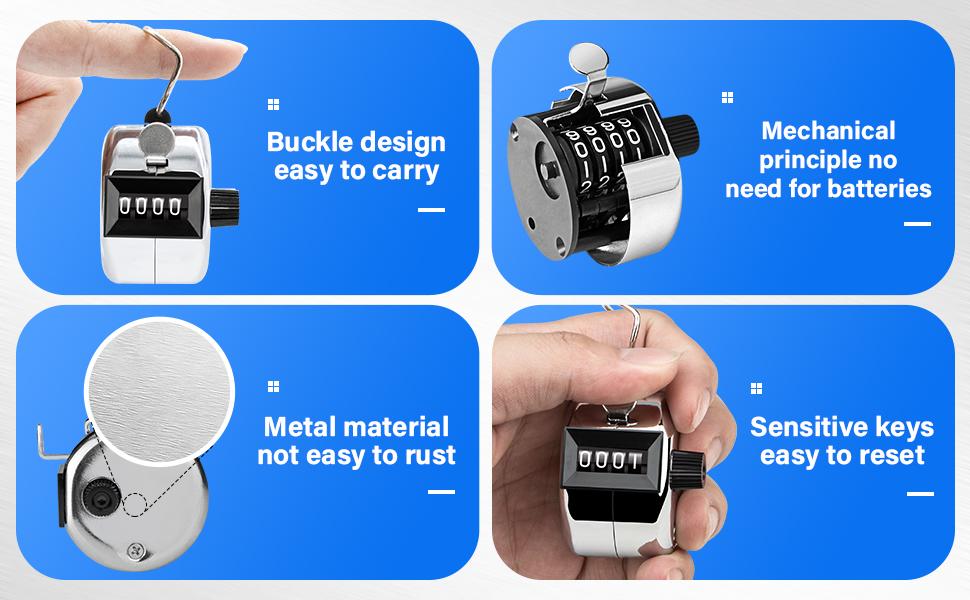 AGS Tally Counter, 4-Digit Clicker Counter, Metal Hand Tally Counters Clicker Pitch Counter for Counting, Knitting, Coaching, Golf, Lap, Fishing