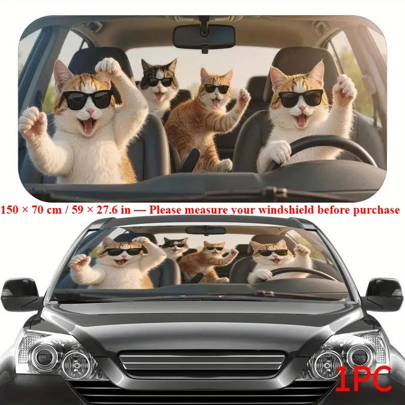 Universal Car Sun Visor, UV Protection Foldable Dashboard Cover, Keeps Vehicle Cool, Fun Auto Accessory, Fits Most Cars, Suvs, Off-Road Vehicles