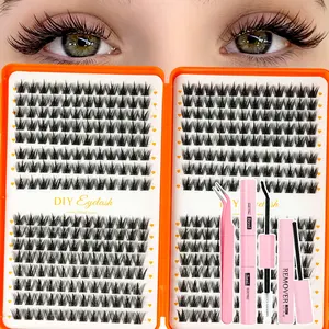 DIY False Lash Extensions, Natural Look with Dense D Curl, Mixed Length, Recyclable, Suitable for Various Makeup Styles, Home Use
