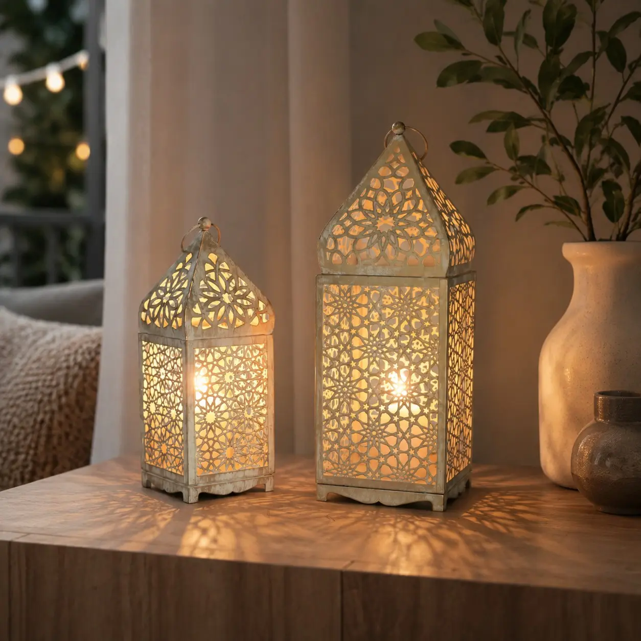 Moroccan Iron Lantern Candle Holder, Vintage Bohemian Style, Intricate Cutout Light Projection, Home Decor, Ramadan, Wedding, Garden Party, Candle Holders for Table Centerpiece