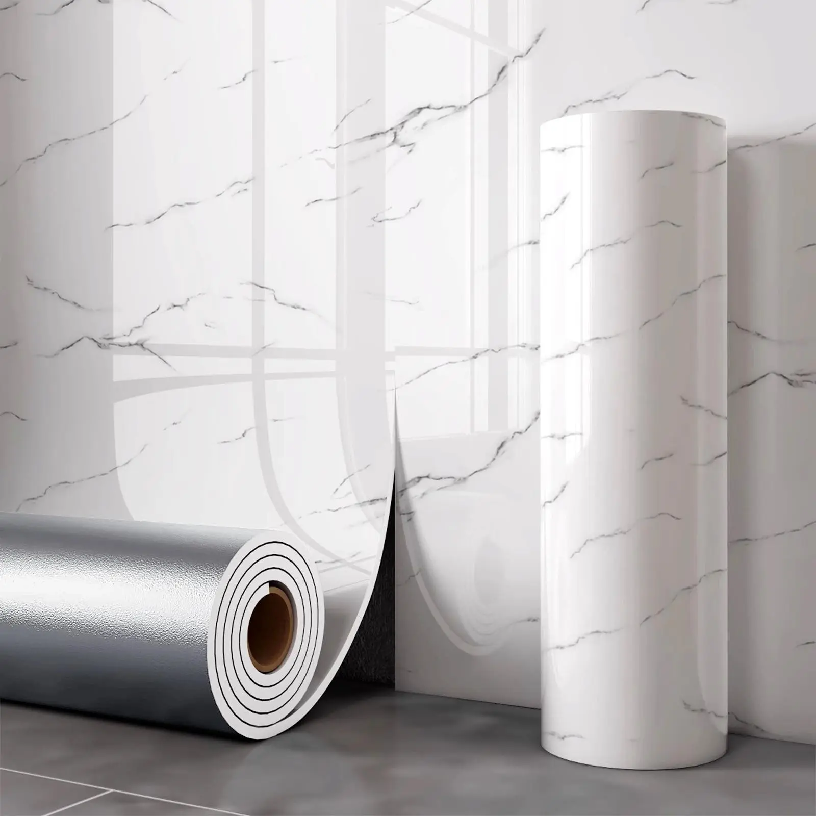 Aozey Marble Wall Sticker Roll, Self-Adhesive Wallpaper, Sticky Adhesive Wallpaper, Peel and Stick, Detachable Vinyl, Ideal for Kitchen and Bathroom Countertops