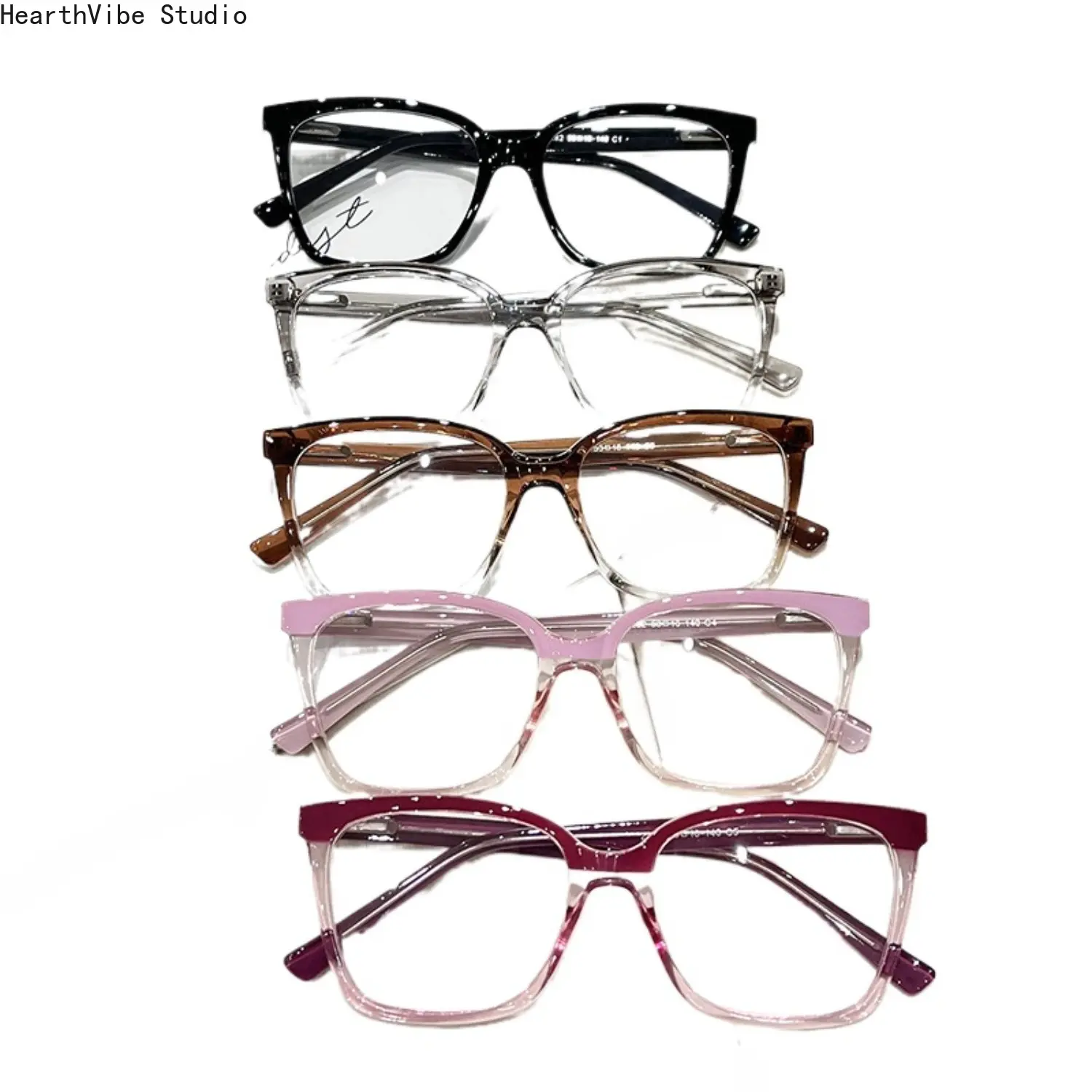 5 Pack Oversized Square Blue Light Blocking Glasses Set HearthVibe Studio Clear Lens Computer Eyewear Bulk Face Shape Correction Glasses for Women Men