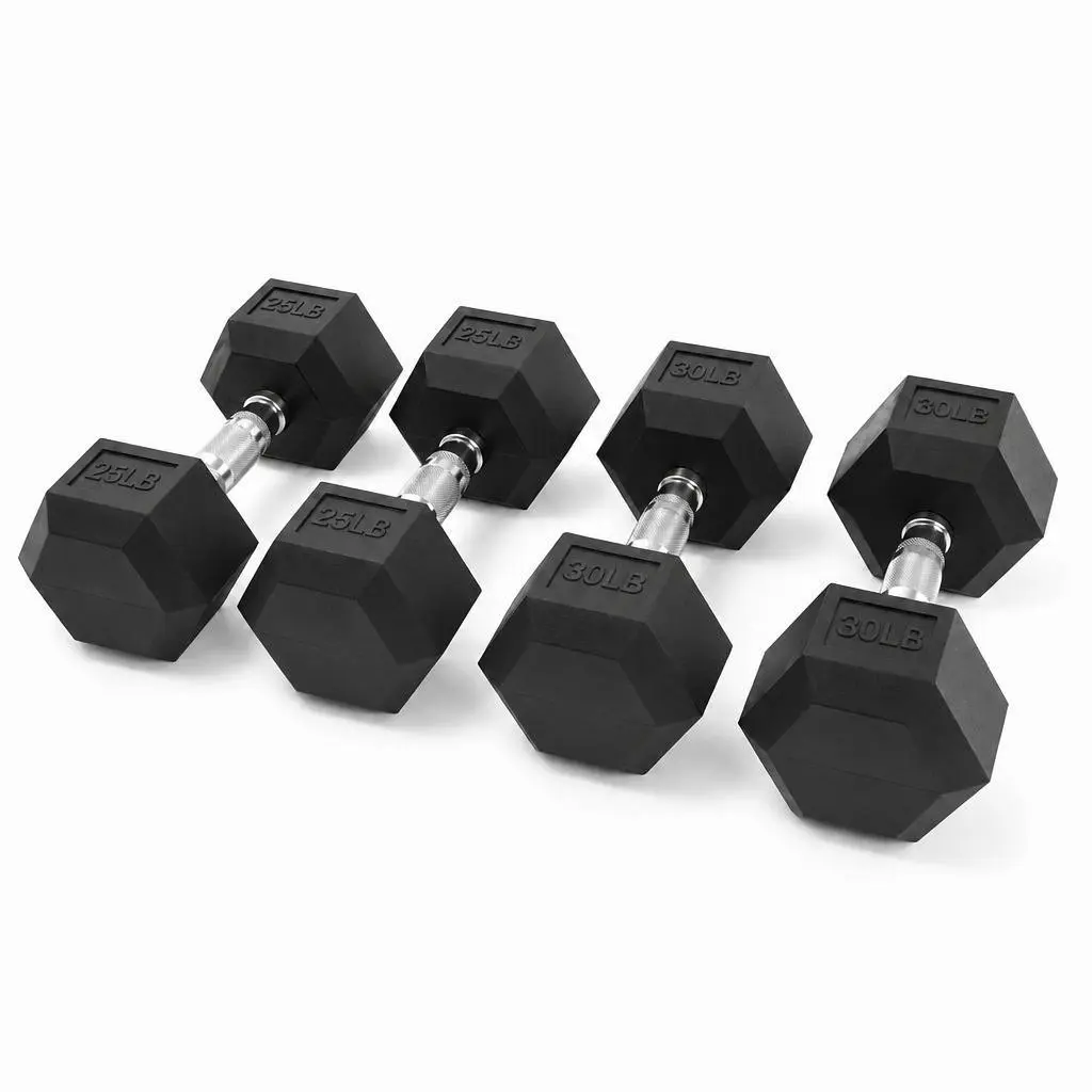 Hex Dumbbell Pairs Set 60LB to 110LB Available - PEV Coated Rubber Dumbbells with Ergonomic Handles, Heavy Duty Free Weights Strength Training Equipment for Home Gym