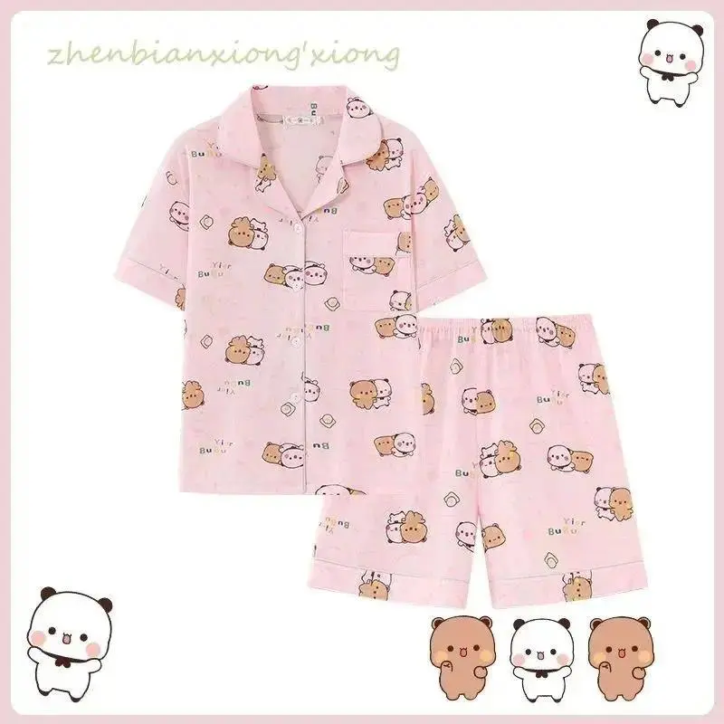 Panda Bubu And Yier Pajamas Panda Pattern Bubu And Dudu Summer Couple Pajamas Short Sleeved Home Clothes Couple Pajamas