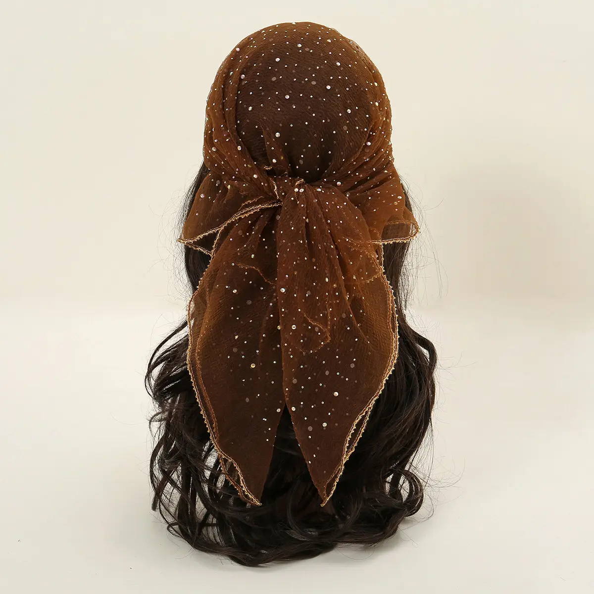 Women's Rhinestone Head Scarf Headband - 80cm Elegant All-Season Sports Head Accessory, Fashion Hair Scarves, Sparkly Stone-Decorated Hairwrap for Daily Use