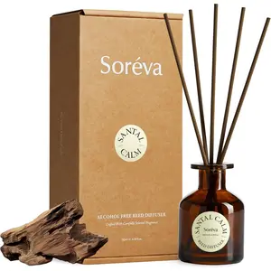 Sorva Luxury Reed Diffuser Set, Calm Sandalwood Cedar Musk, Plant-Based Oils, 120 Days Mindful Aromatherapy Home Fragrance, Bedroom & Office, Gift Set, 7 Sticks, 4.39 fl oz