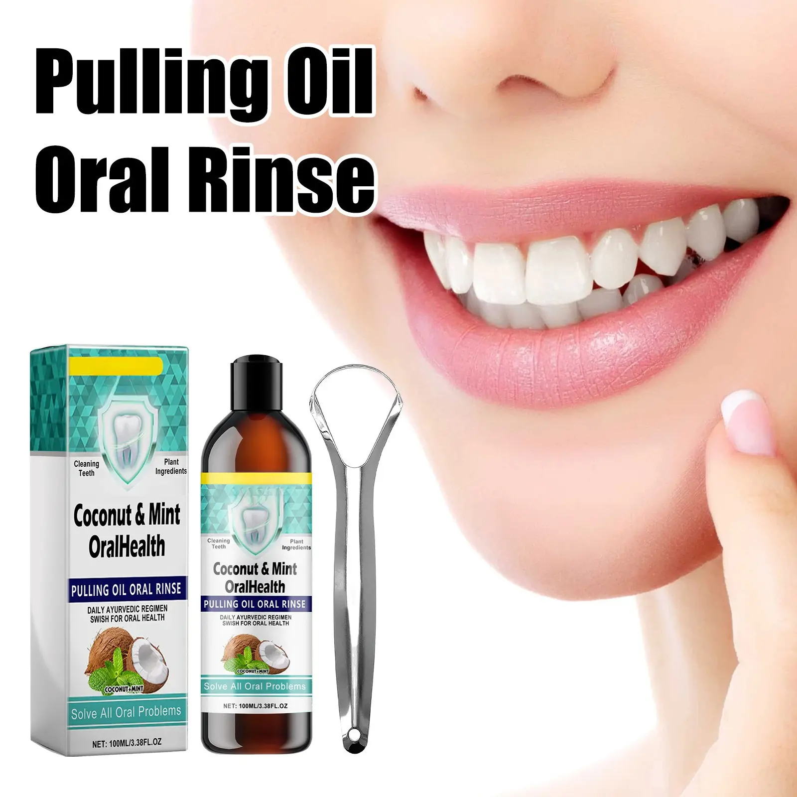 Gingival Repair Drops Coconut Mint Pulling Oil Mouthwash Relieves Toothache Remove Odor Fresh Breath Whiten Tool Mouth Care 30ml