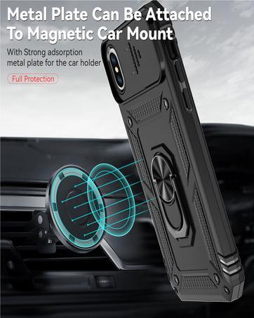 SunStory Compatible with iPhone 15 Case with HD Screen Protector & Slide Camera Cover & Rotated Ring Kickstand, [Military-Grade] Phone Case for iPhone 15,Red