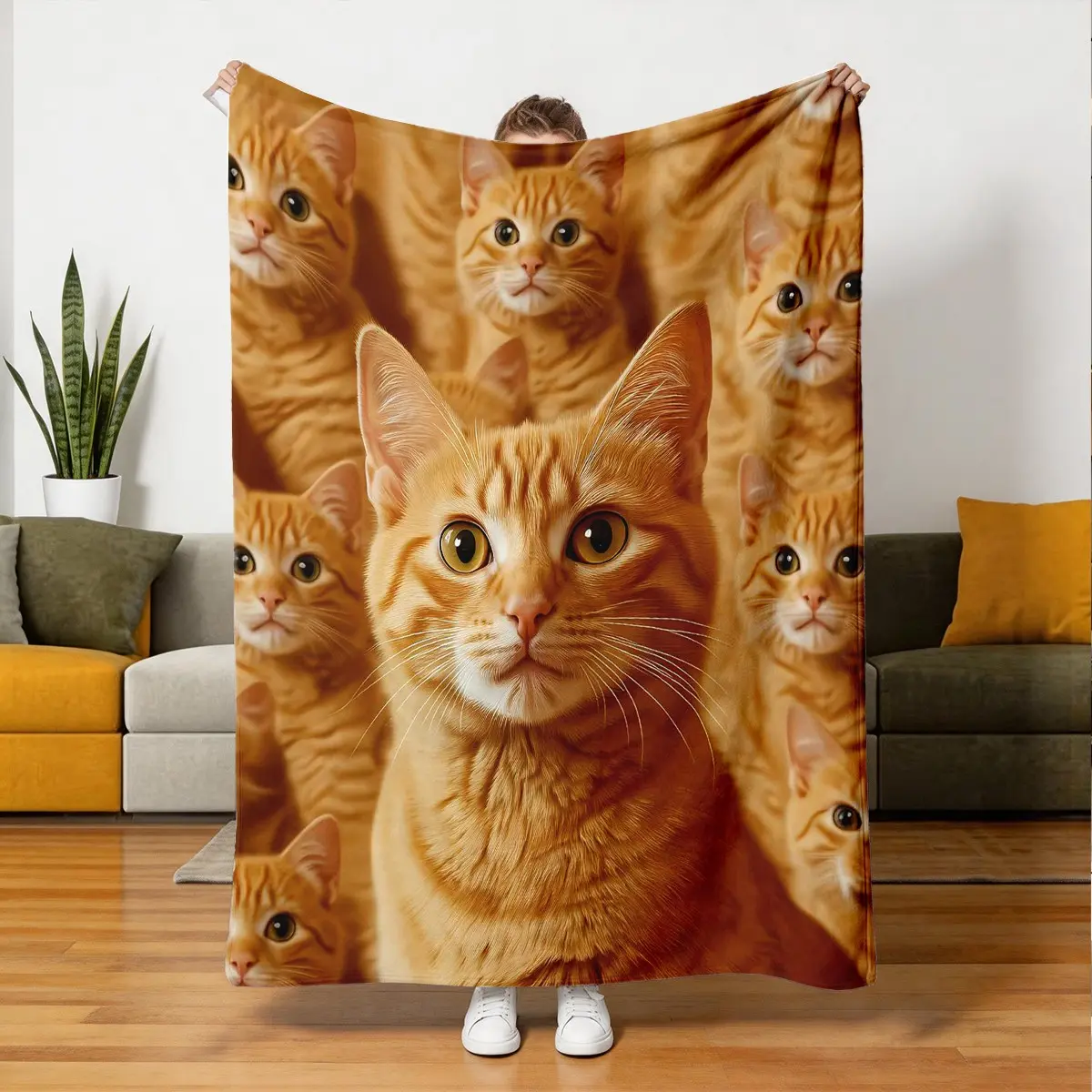 Cute Cat Blanket High-Weight Flannel Fabric, Soft and Warm, Anti-Wrinkle Easy Clean, Perfect Gift for Cat Lovers, Bedroom Cover and Decor, Throw Blanket, Cozy throw blanket, Comfy blankets