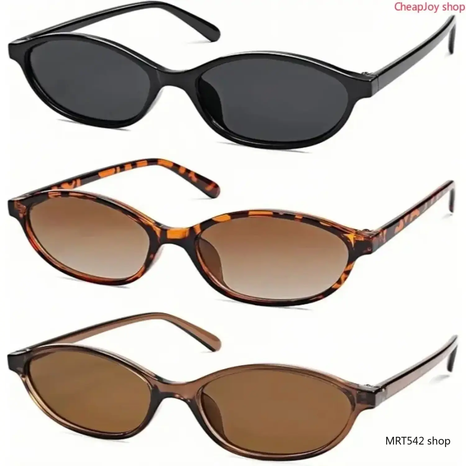 3 Pack Retro Oval Sunglasses for Women  Chic Cat Eye 90s Narrow Sunnies Trendy Lightweight Small Frameless Shades Y2K UV400 Protection
