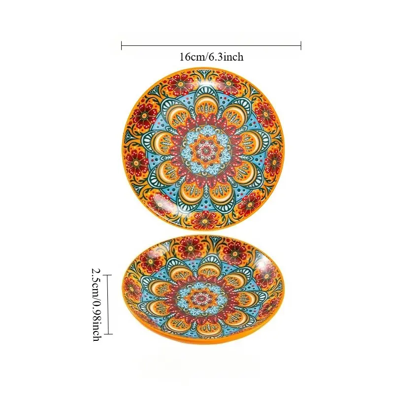 Bohemian ceramic plates, dinner plates for home use, high aesthetic deep plates, small dinner plates, creative steak plates, Decorative plates, Serving plates, round plates, vegetable plates