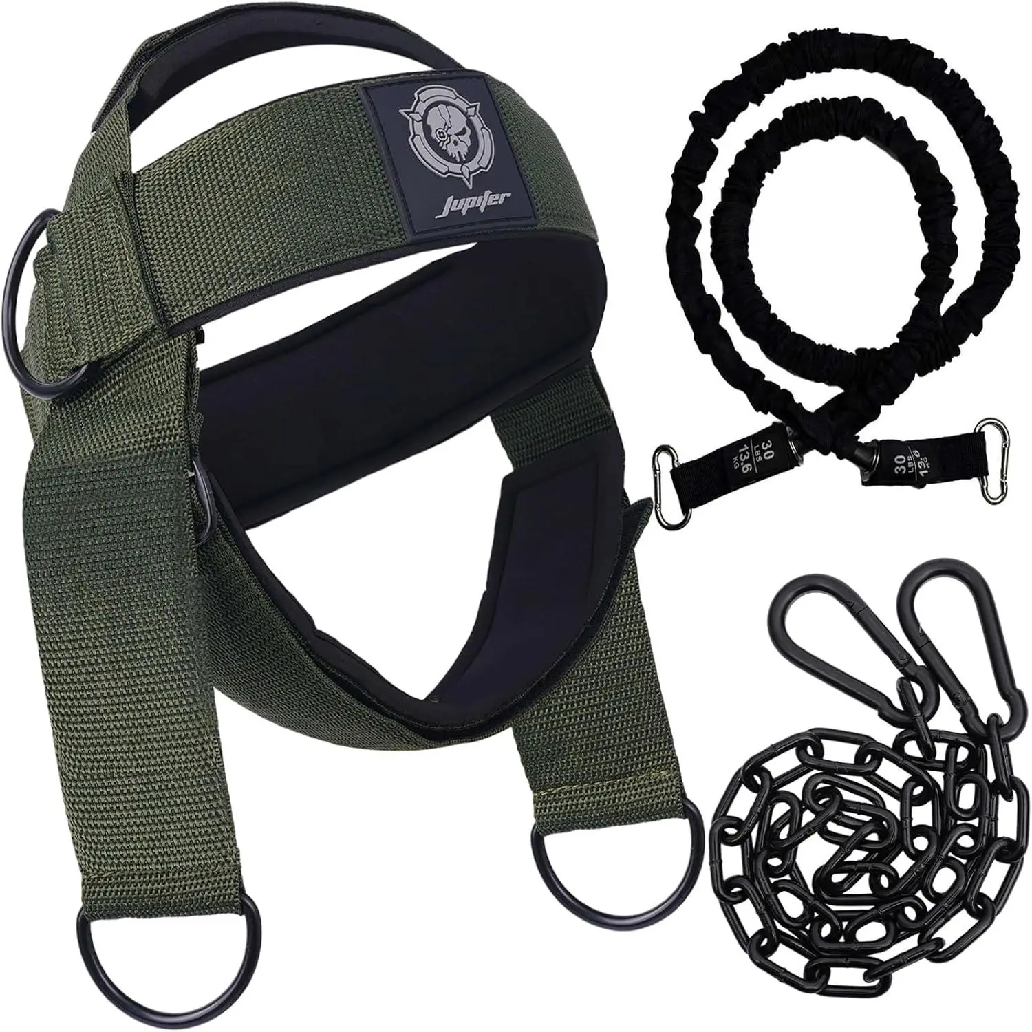 Neck Harness for Increases Neck Core Strength - Neck Exerciser with 30" Heavy Duty Steel Chain for Safely Lifting Weights Up to 280 lbs