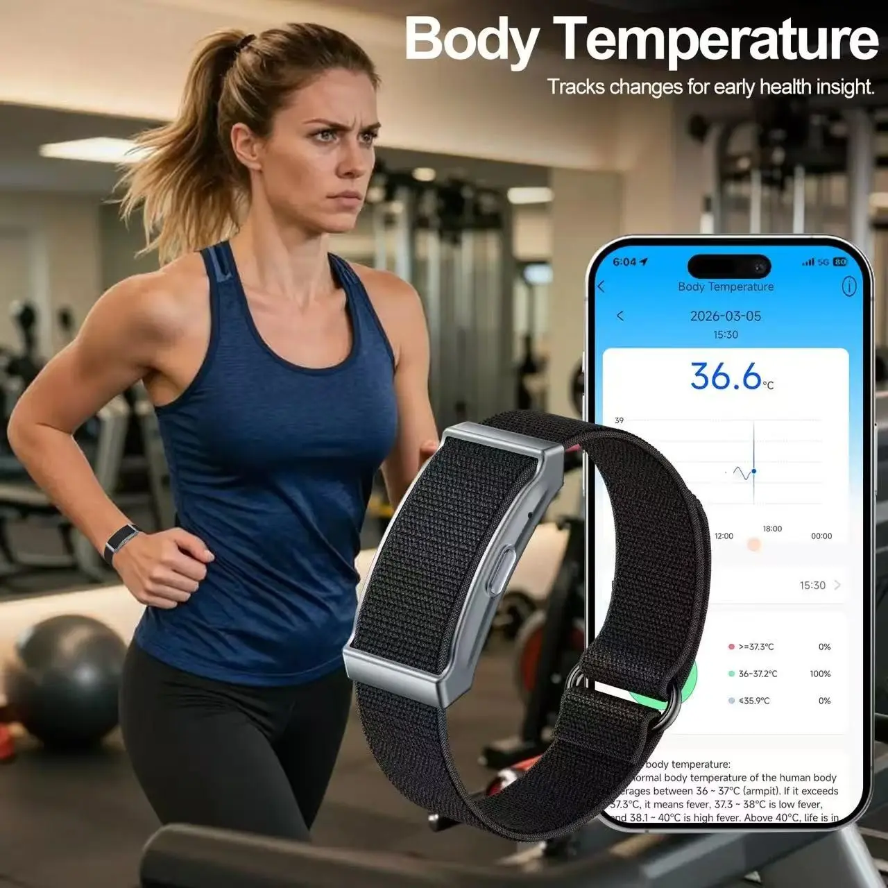 Unisex Smart Band, Health Activity Tracker, Continuous Heart Rate Monitor, 24/7 Sleep Tracking, 100+ Sports Modes, 30-Day Battery Life, Fitness Tracker
