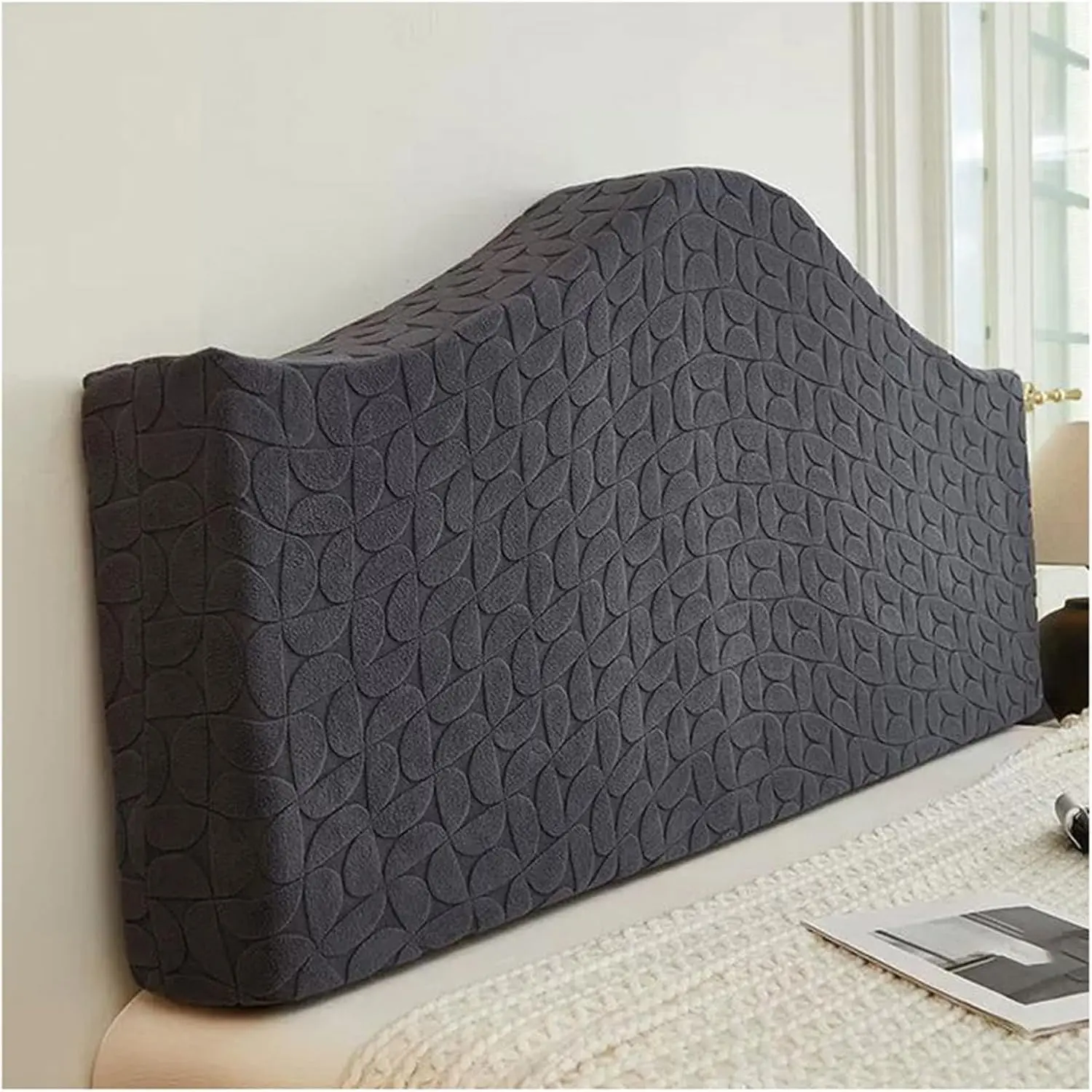 Stretchy Headboard Cover for Cal King Full Queen Size, Elastic Bed Headboard Slipcover, Dustproof Protector Cover for Bedroom (Dark Gray, Full/43-55in)