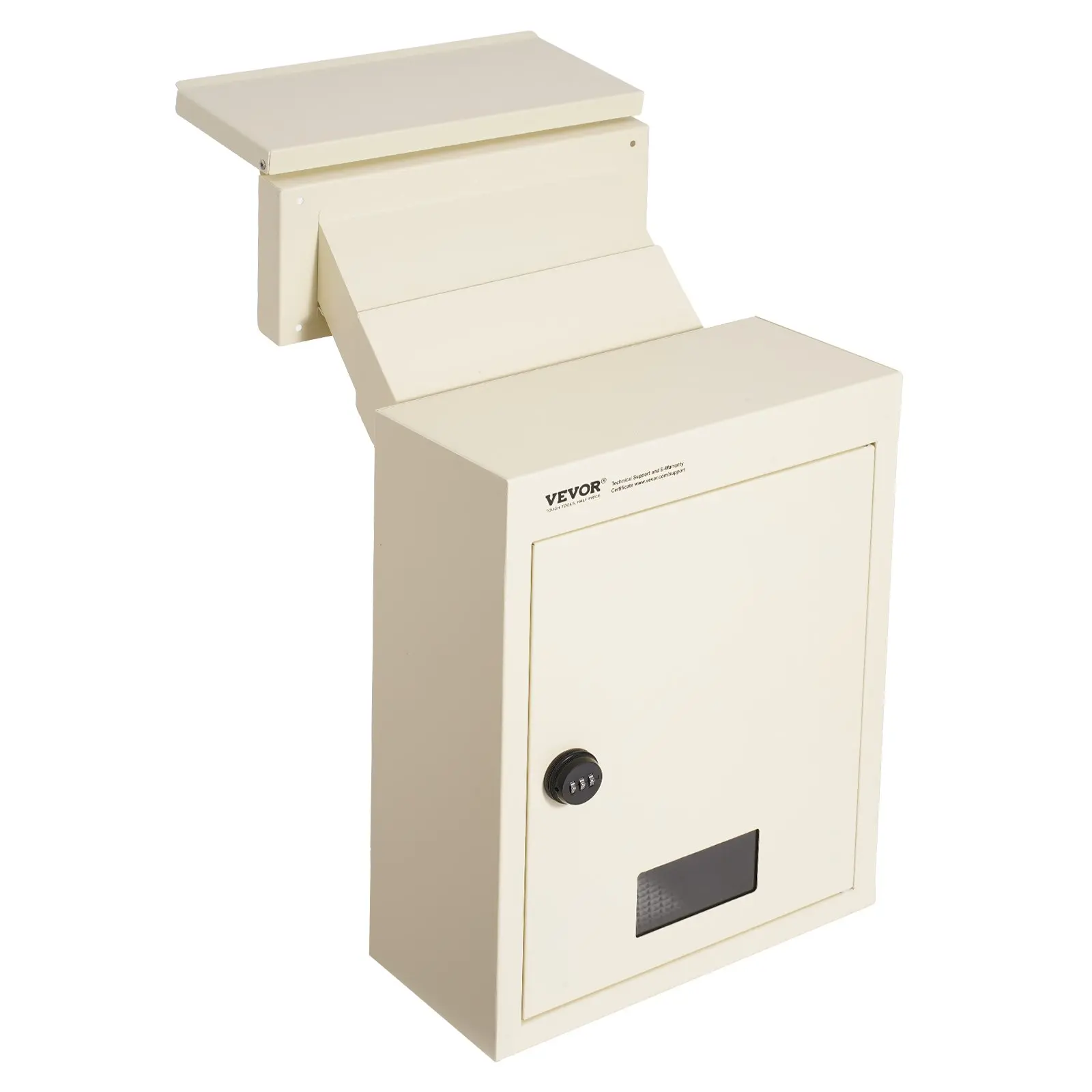 【Summerfinds】VEVOR Durable Through-The-Wall Mail Drop Box with Mail Slot, Heavy-Duty Steel, 2.8-7.9 in Adjustable Insert, 13 in Combination Lock, Rust & Corrosion Resistant, 12.5 x 6.3 x 16.9 in Beige, Easy Installation for Various Walls, Wall Mount