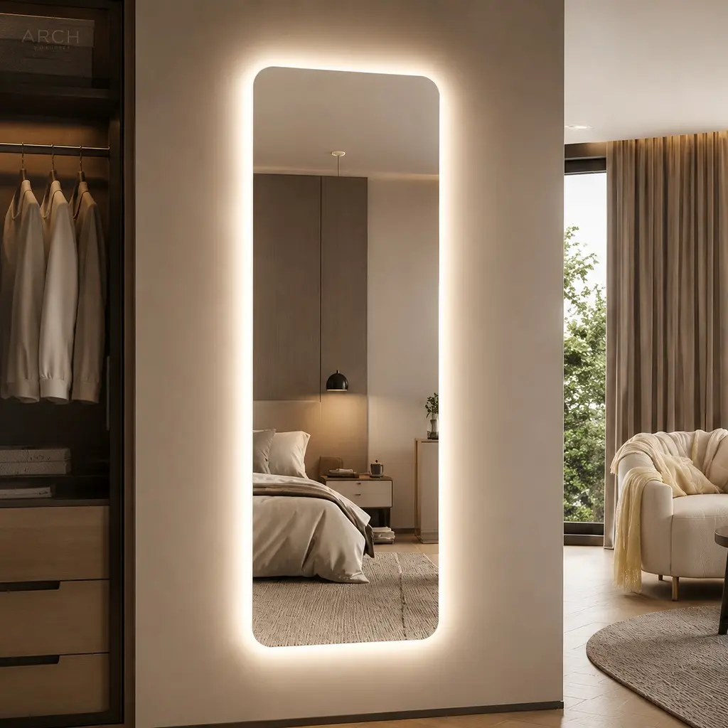 ARCH 63"x24" Rectangular Modern Wall-Mounted LED Vanity Mirror - Backlit Decorative Mirror, 3 Color Temperatures, Stepless Dimming, Memory Function, Shatter-Resistant Safety Glass, Silver Home Decor, Easy Installation for Bedroom, Bathroom, Backlight, Gro