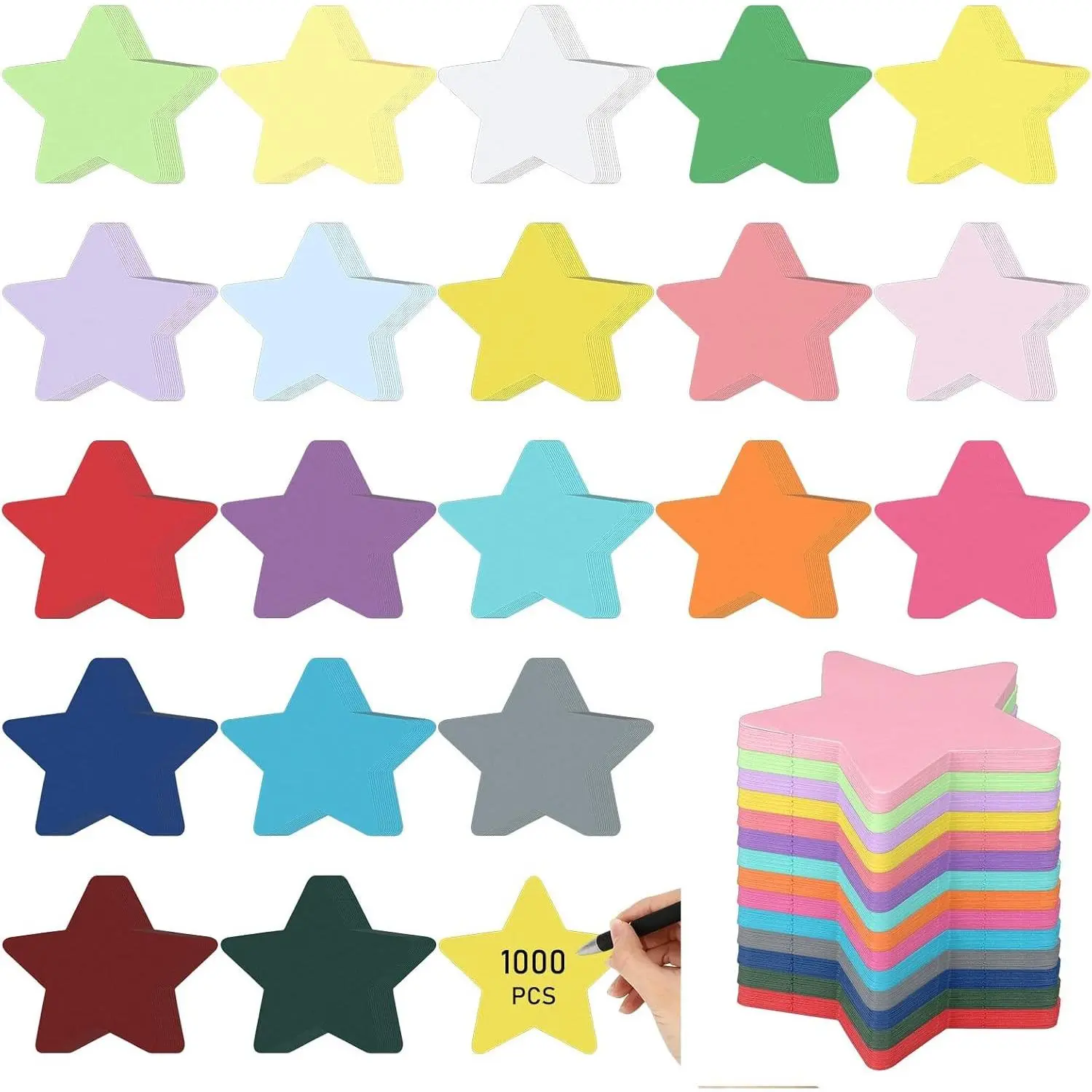 1000 Pcs Star Cutouts Paper 3.9 Inch Assorted Color Star Shaped Die Cuts for Bulletin Board DIY Craft Projects Back to School Classroom Decor
